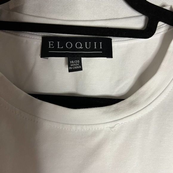 NWT Eloquii white stretch t-shirt with lace flutter sleeves, size 2x 18-… - Picture 7 of 16